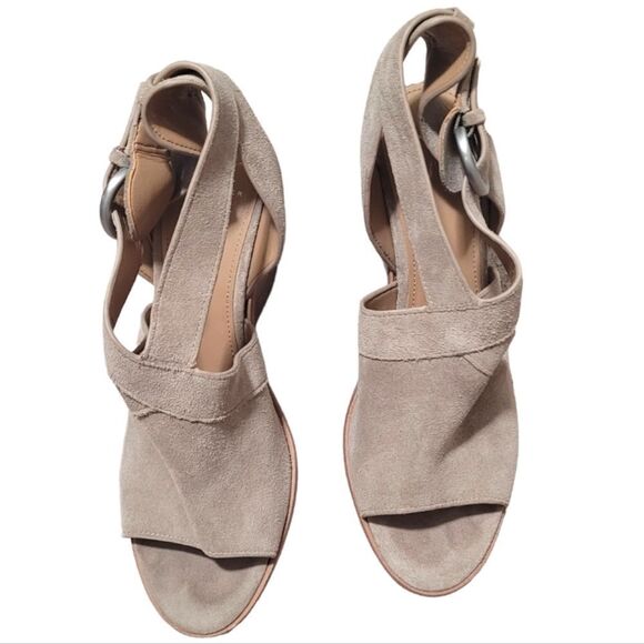 Marc Fisher Light Brown Suede Strappy Heeled Sandals - Picture 3 of 7